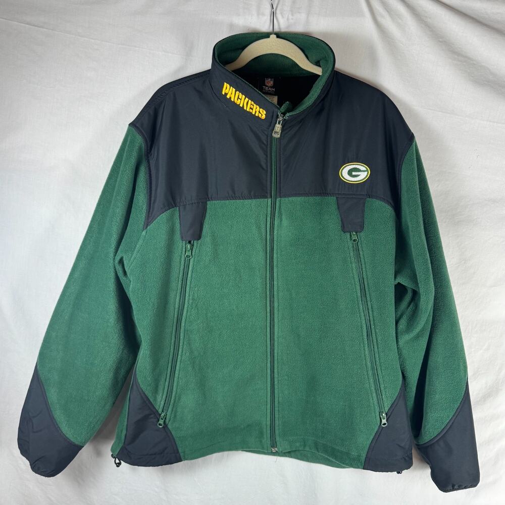 2008 Green Bay Packers Fleece NFL Apparel Gear Full Zip Jacket, Size Large